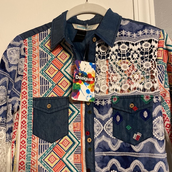 Desigual Button Down Shirt! New with tags! Size small! - Picture 2 of 14
